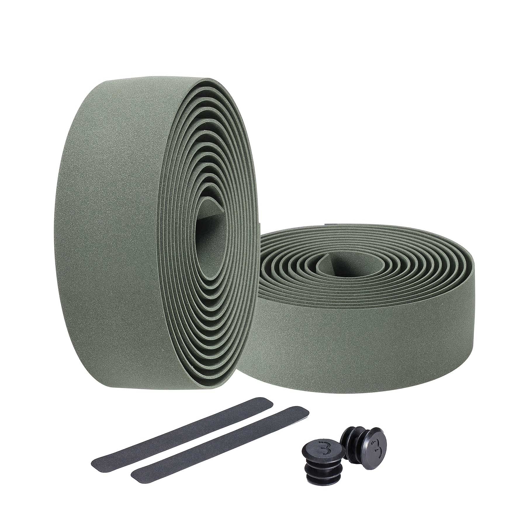 BBB Cycling Bike Handlebar Tape Road Bike I Foam Grip Bike Tape I Includes Handlebar Plugs I RaceRibbon BHT-01 Olive Green,200 x 3 cm