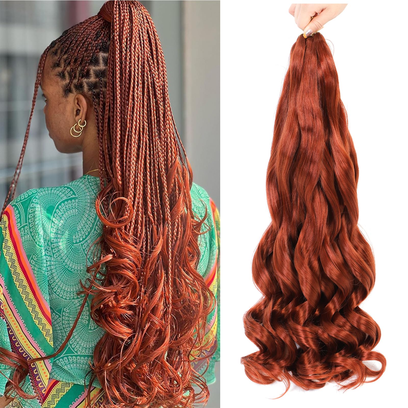 WoWCFyyds 8 Packs French Curl Braiding Hair 24 Inch Loose Wave Spiral curly braiding hair extensions 75g/Pack Soft French Curls Synthetic Hair Extensions for Braiding（350#） — image 1