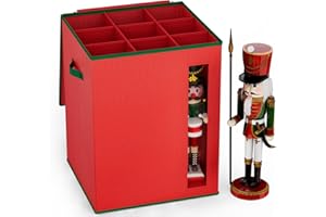 VERONLY Christmas Nutcracker and Figurine Storage Box, Holds 9-16" Tall Nutcracker Ornaments, Foldable Holiday Decoration Org