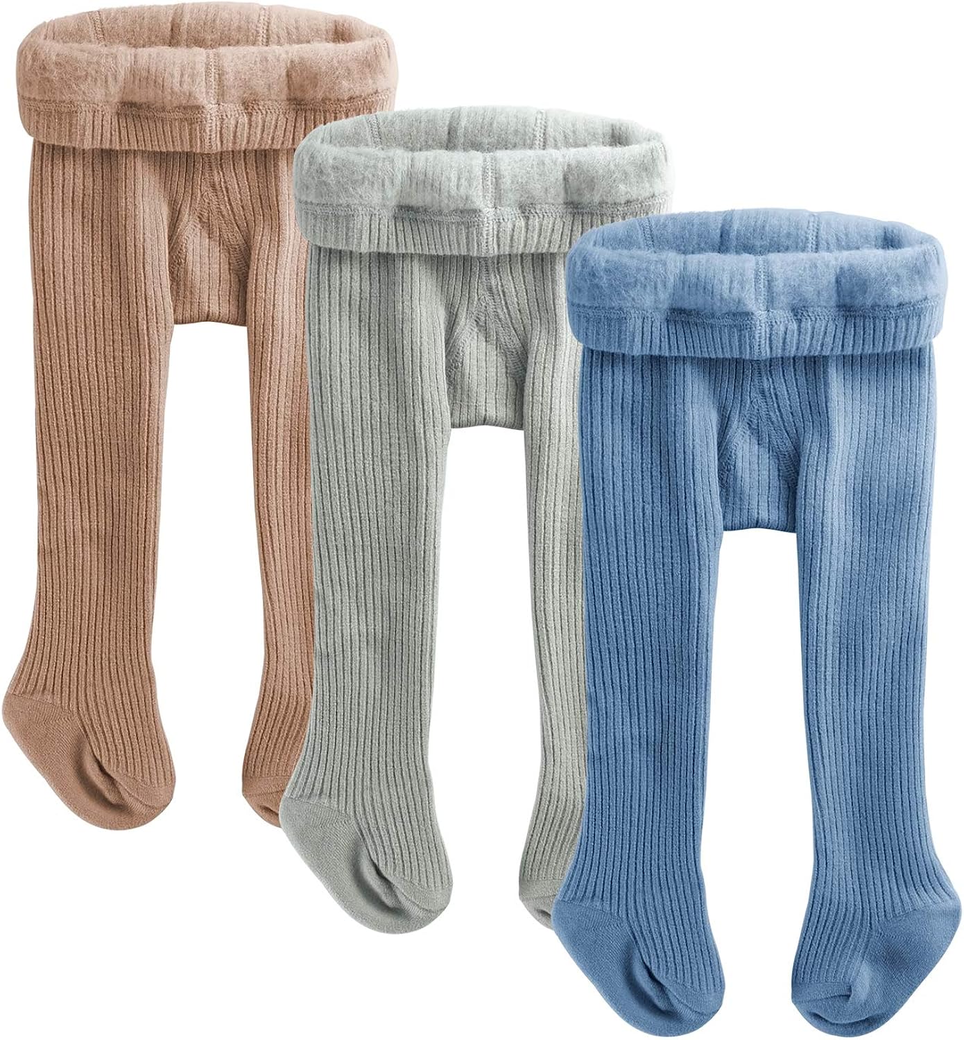 Fleece Lined Girls Baby Knitted Tights Winter Warm Seamless Cotton