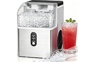 Electactic Nugget Ice Makers Countertop, Soft Crushed Pellet Portable Ice Machine with Auto-Cleaning Function, 35Lbs/24H, One-Click Operation Ice Makers for Kitchen, Office, Home