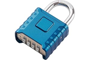 disecu® Heavy Duty 4 Digit Combination Lock, One Touch Unlocking, Anti-Error Feature, High Security Waterproof Large Outdoor Padlock for School Gym Locker, Fence, Gate, Hasp Storage (Blue)
