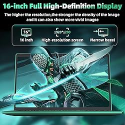 Rumtuk 16" Green Laptop, Celeron N5105 CPU, DDR4
