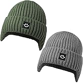 MaxNova 2 Pack Baby Beanie Toddler Winter Hat with Earflap for Girls Boys 0-8 Years