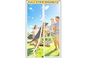HOFUDON Upgraded Magnetic Screen Door Mesh, Full Strip Magnets, Heavy Duty Fiberglass Mesh, Door Screen Magnetic Closure for 