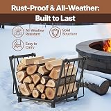 AMAGABELI Firewood Rack 14.2"x12.6" Indoor/Outdoor Log Holder Steel view 7