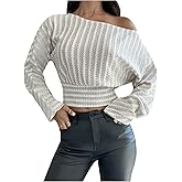 MakeMeChic Women's Striped Asymmetrical Crop Top Spring Business Long Sleeve Tee Shirt