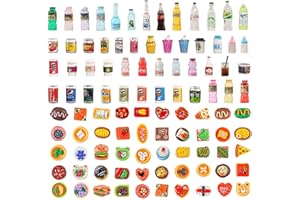 VAWUZ 100 Pcs Miniature Food Set & Drink Bottles Realistic Resin Dollhouse Accessories 1:12 Scale Mini Food Kit for Kids Play, Collectors, Miniature Scene Kitchen Game Party Cake Bread Dessert