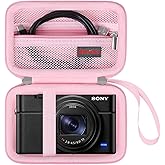 Elonbo Carrying Case for Sony RX100 VII/ RX100 III/ RX100 VI/ RX100 V/ RX100 IV/ RX100 II/ RX100 Digital Camera, Sony RX100 Vlogging Camera Hard Travel Bag, Mesh Pocket fits Battery Cable, Pink