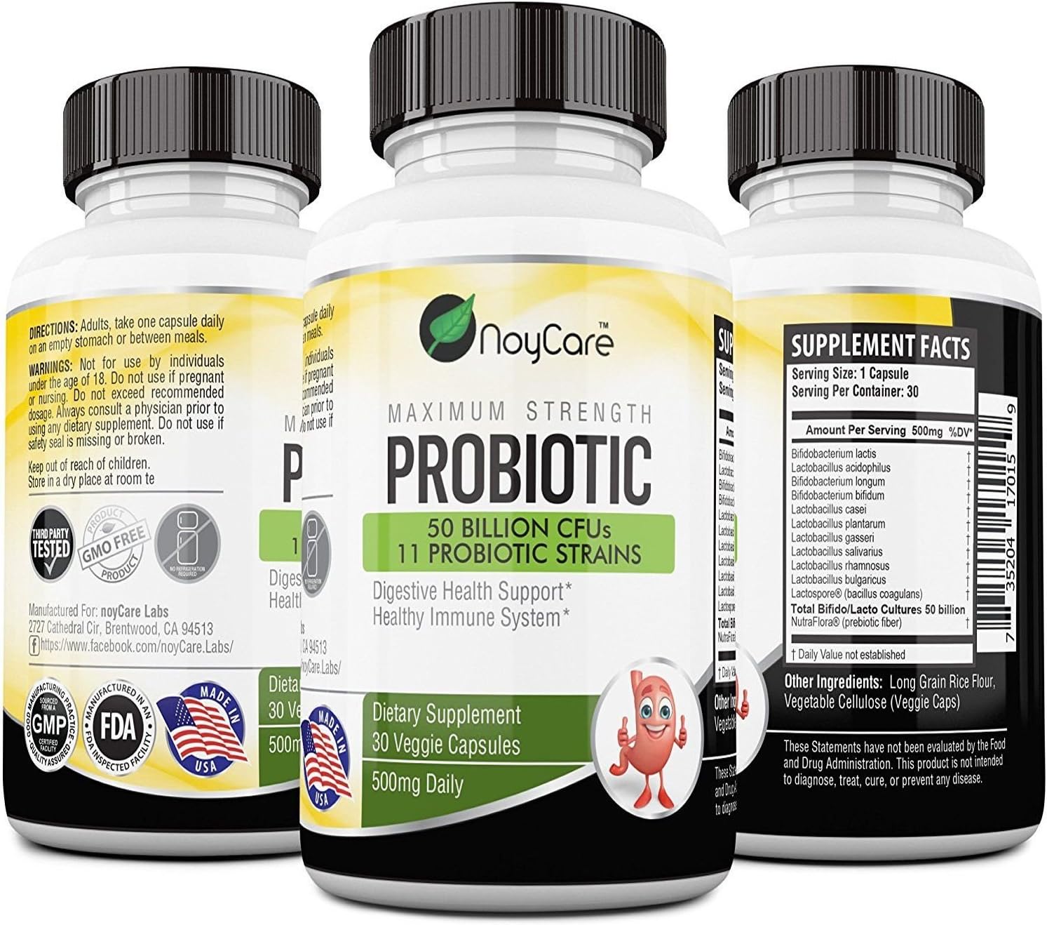 Maximum Strength Probiotic 50 Billion CFUs with 11 Probiotic Strains. Supports Better Digestion with Less Heartburn, Gas, Discomfort. Finer Nutrition with Increased Wellness. 500mg, 30 Veggie Tablets