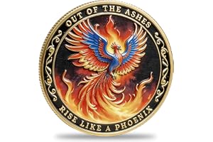 Phoenix Rising & Serenity Prayer Challenge Coin, Inspirational Token Rise Like A Phoenix Out of The Ashes for Recovery, Sobriety, Mental Health, Overcoming Adversity - Gift for Men & Women