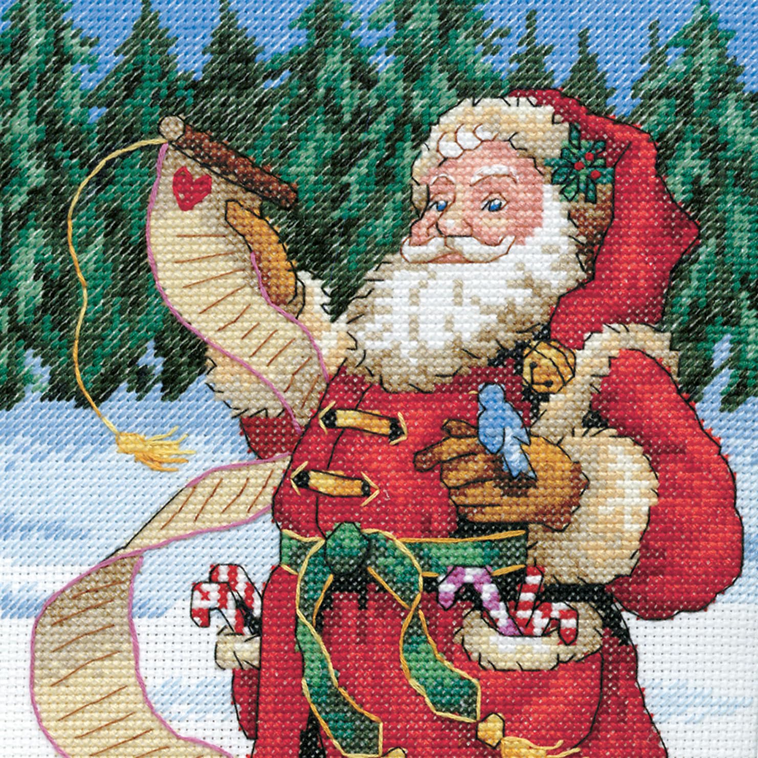Dimensions Counted Cross Stitch ''Checking His List'' Personalized Christmas Stocking Kit, 14 Count White Aida, 16''