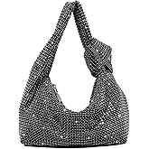 Miuco Women Knotted Handbag Sparkly Rhinestone Hobo Dumpling Bag Diamond Glitter Evening Clutch Purse