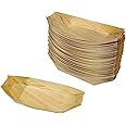 Snowkingdom 200 Pack 4" Disposable Wood Bamboo Boat Plates Dishes Better Than Bamboo Biodegradable Eco Leak Proof Plates