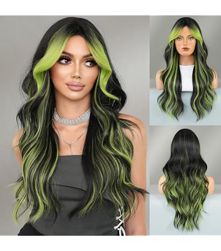 New Moss green goddess cosplay wig wavy heat safe Hestia - 22 inch Forest Green Mix Curly Cosplay Wig main image 4