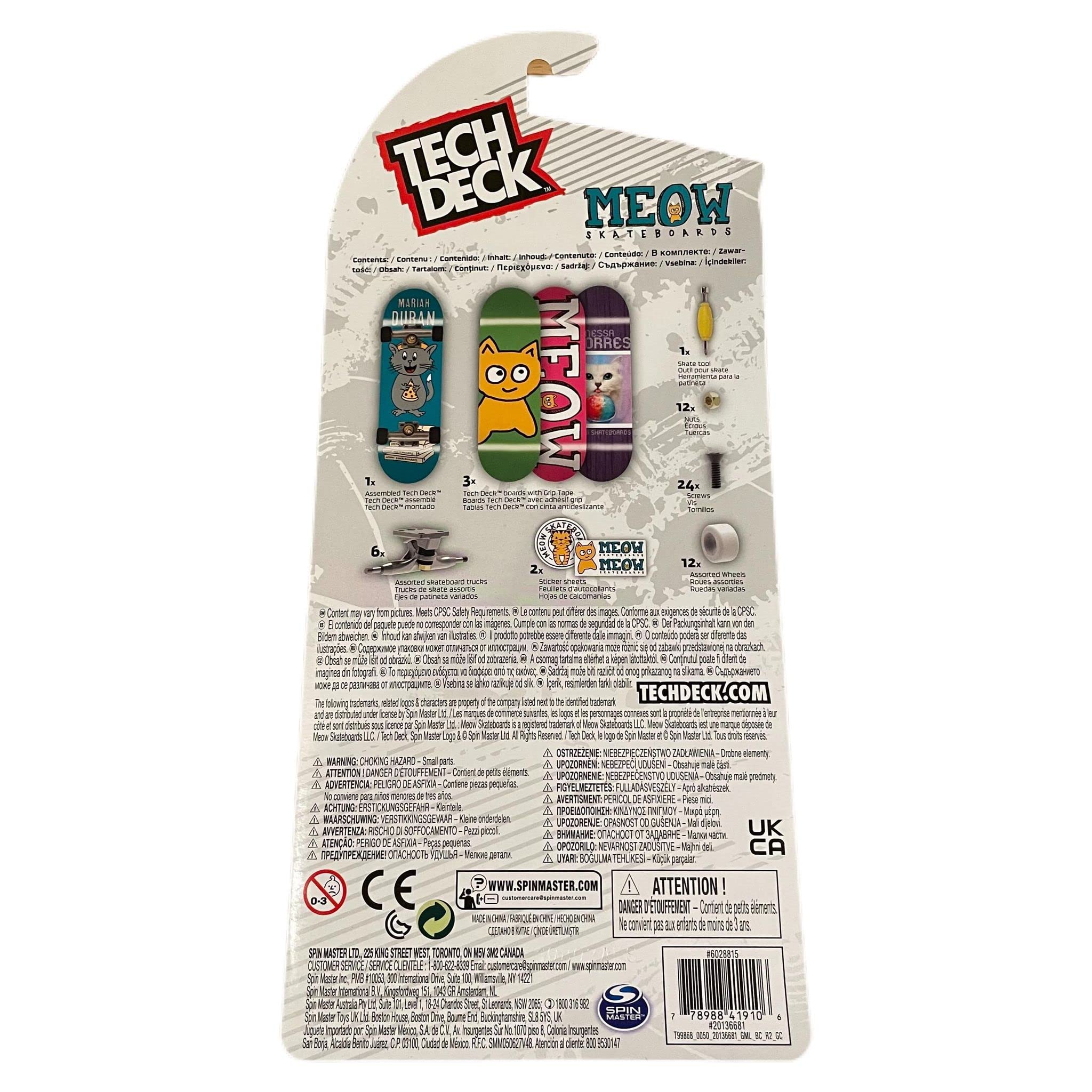 Tech Deck Deluxe Sk8shop 4 Pack Mini Skateboard Fingerboard Multi (Meow Skateboards), Boys