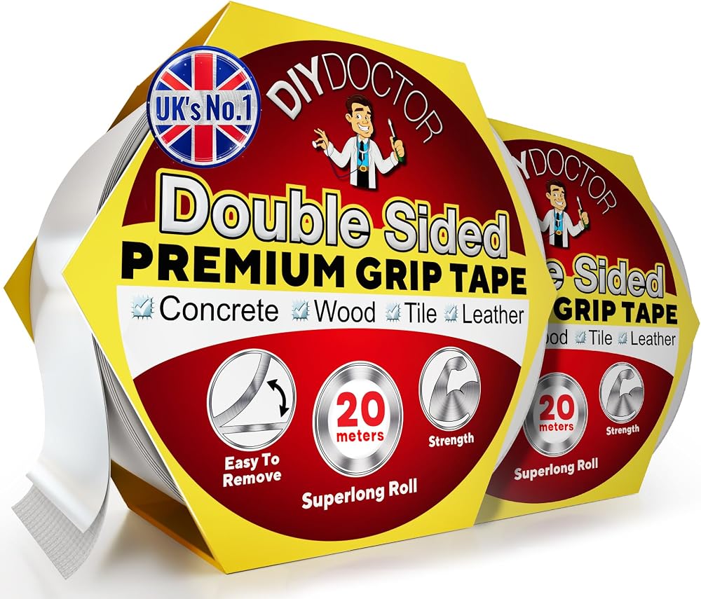 DIY Doctor Double Sided Carpet Tape Heavy Duty 2 Pack 20m x 21mm