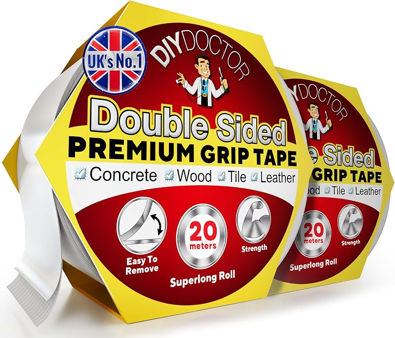 DIY Doctor Double Sided Carpet Tape Heavy Duty 2 Pack 20m x 21mm