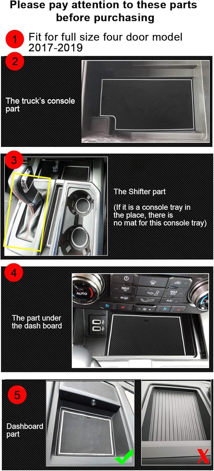 ford dashboard parts on Amazon Com Anti Dust Door Mats For Ford F150 Supercrew 2019 2018 2017 2016 2015 Interior Accessories Door Compartment Mat Cup Holder Liners Pack Of 29 White Automotive