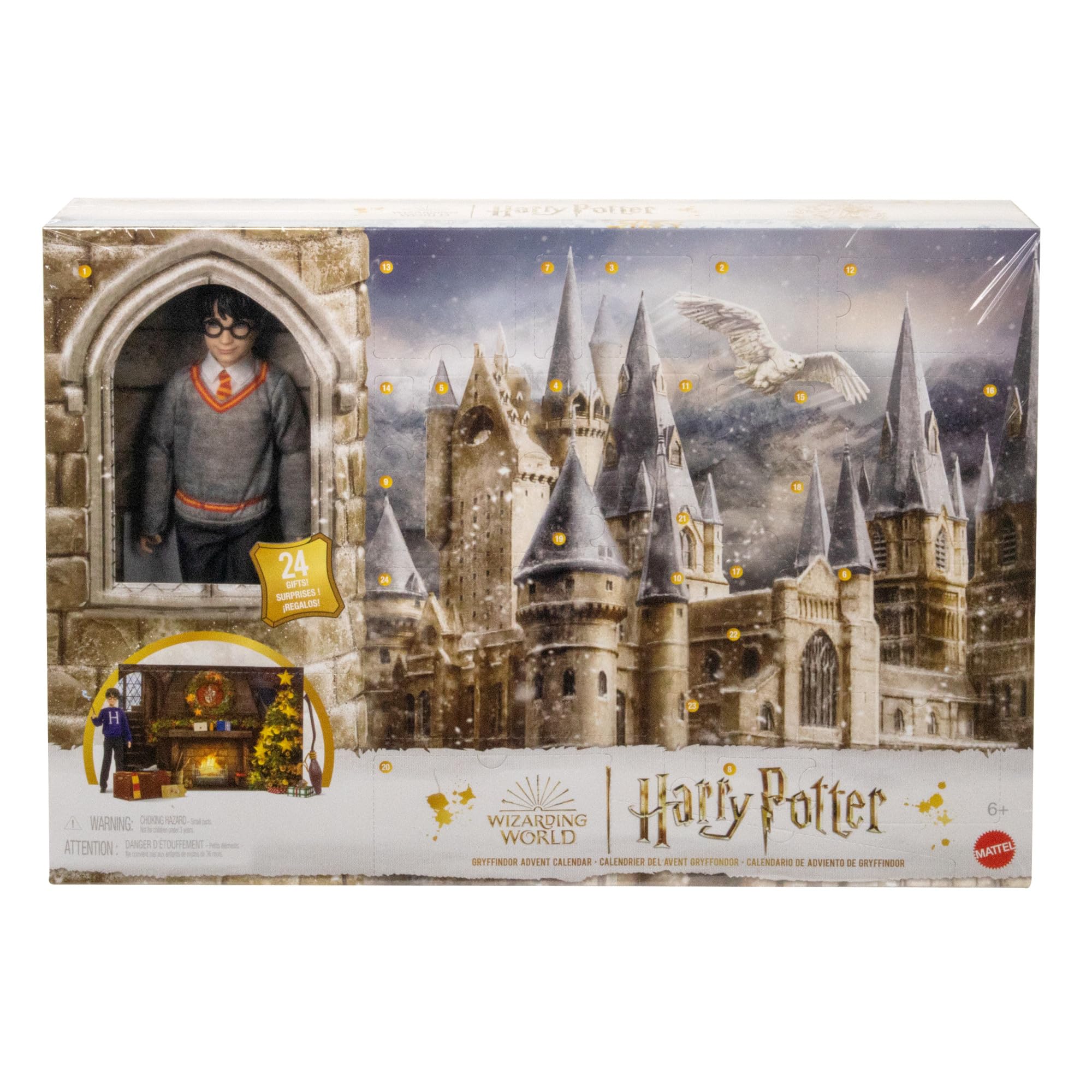 Harry Potter Toys, Gryffindor Advent Calendar with 12-Inch Harry Potter Fashion Doll with 24 Surprise Accessories, HND80