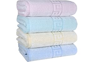 BolBom*S 100% Cotton Bath Towels,4 Pack (27" x 54"), Light Weight, Soft, Super Absorbent and Fast Drying, No Fading Multipurpose Use for Sports, Swimming, Travel, Fitness, Yoga, Multicolor.