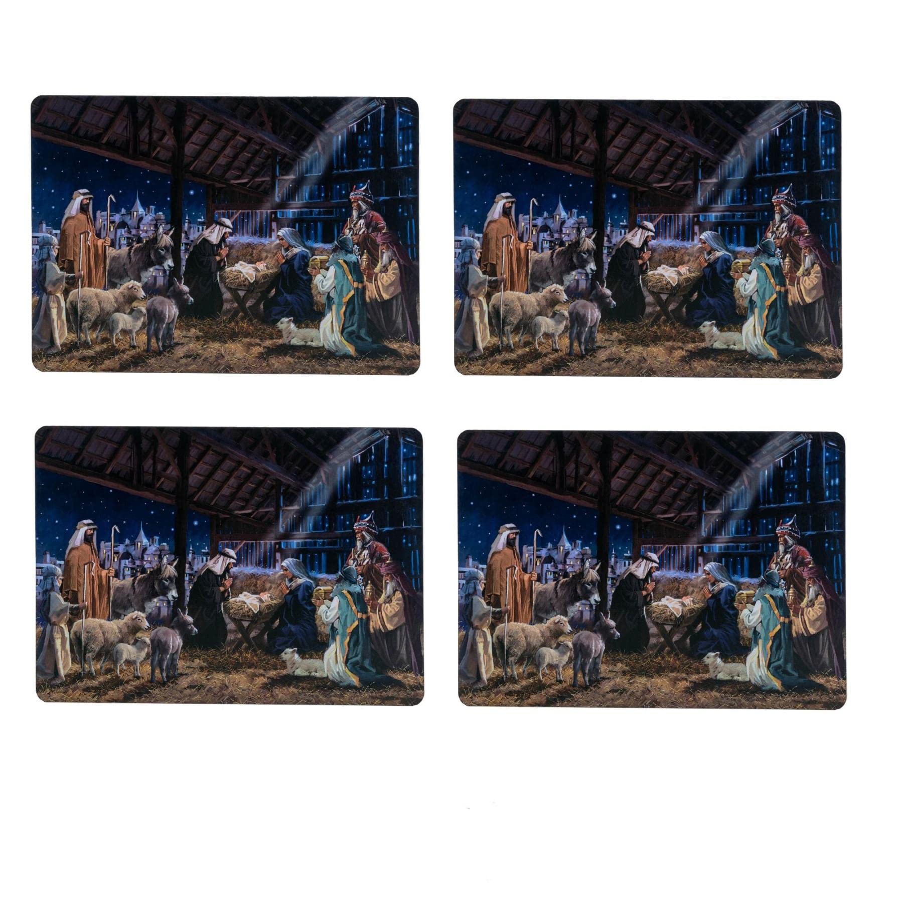 Christmas 4 Pack Cork Backed Tableware Set - Nativity Placemats