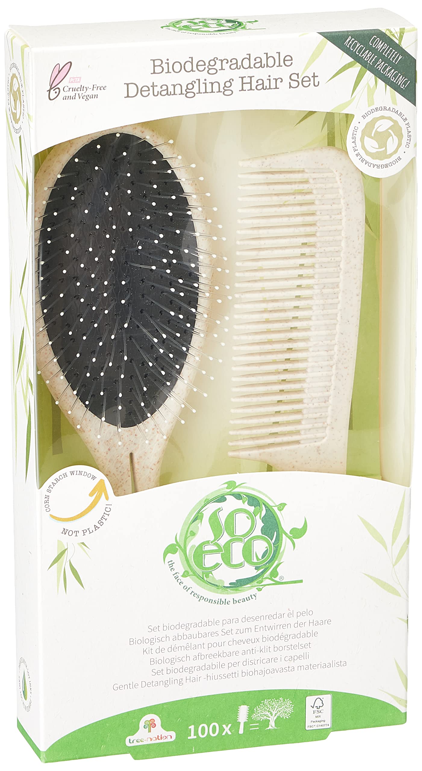 So Eco Biodegradable Detangling Hair Set, Beige, 2 Count