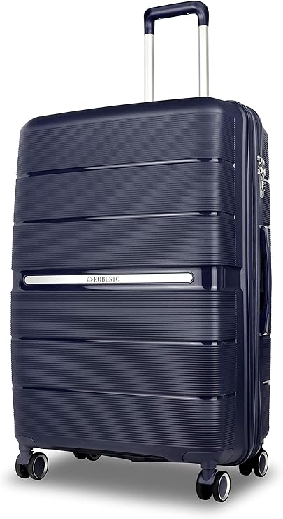 blue hard shell suitcase