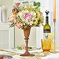Sungmor Cast Iron Tabletop Flower Vase, Vintage Pretty Tulip Design, 8.6" Tall Decorative Centerpieces Flower Stand, Artificial Flower Arrangements Home Decor for Ceremony Birthday Holiday Event Party