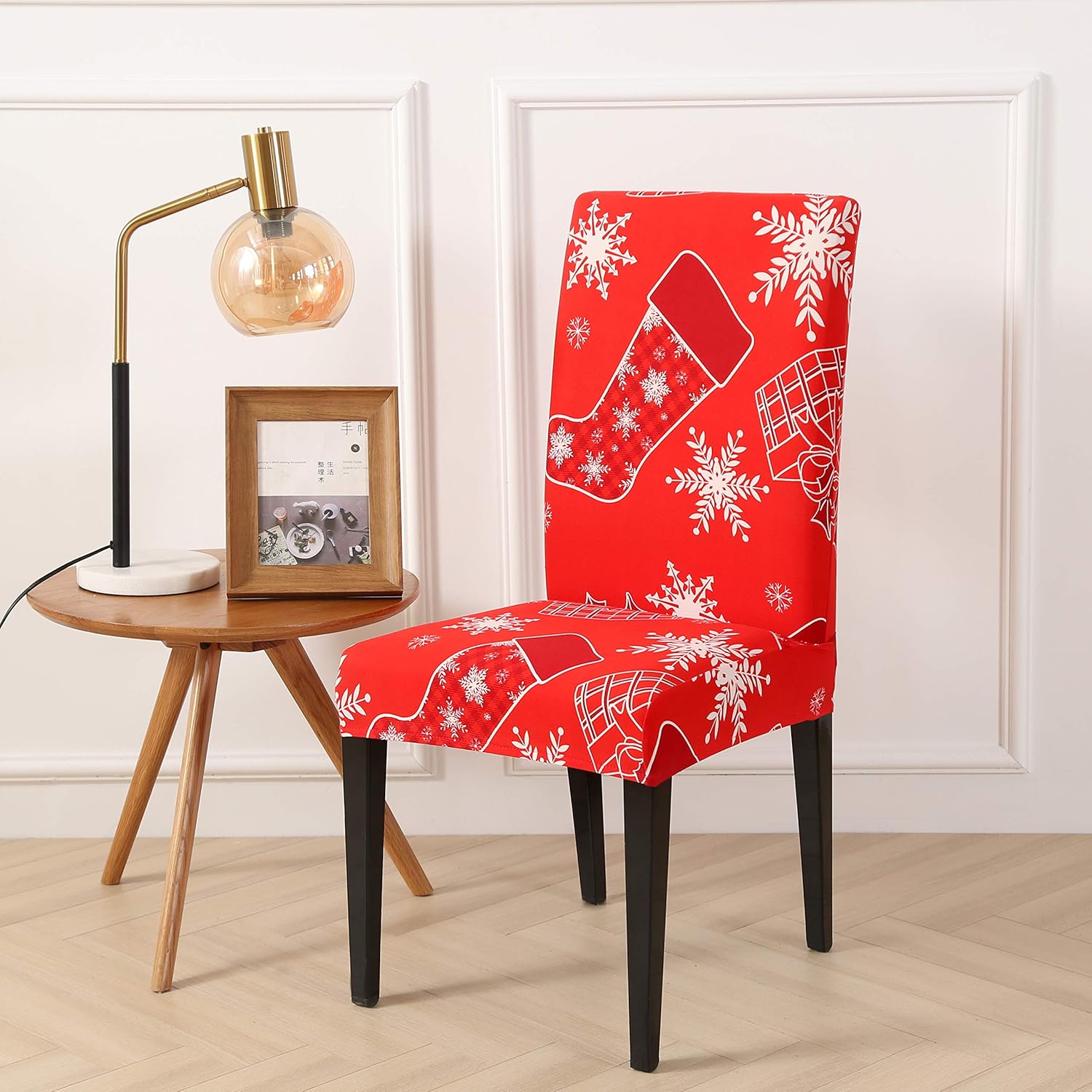Ogrmar 4PCS Stretch Removable Washable Dining Room Chair Protector Slipcovers Christmas Decoration/Home Decor Dining Room Seat Cover: Furniture & Decor