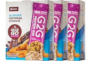 G2G Protein Bar, Almond Oatmeal Cookie, Real Food Ingredients, Refrigerated for Freshness. 24 Count (3 Packs of 8)