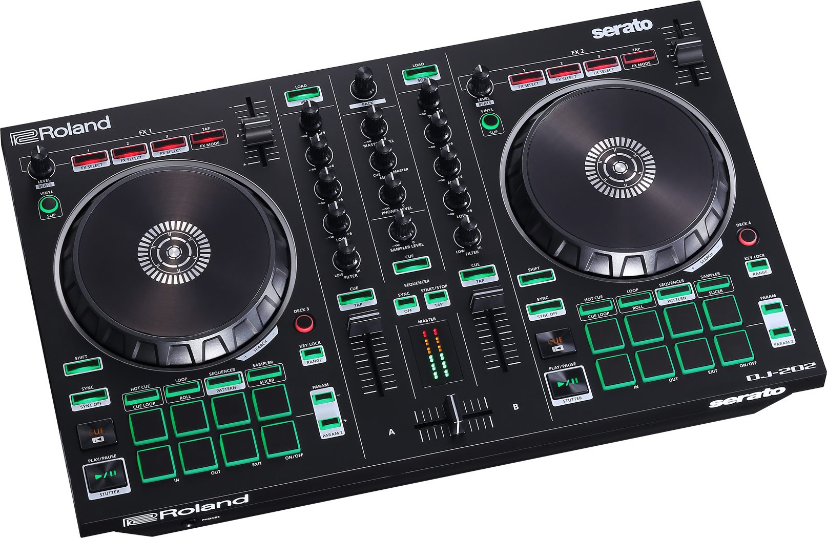 Roland Two-channel, Four-deck Serato DJ Controller with Serato DJ Pro upgrade (DJ-202)