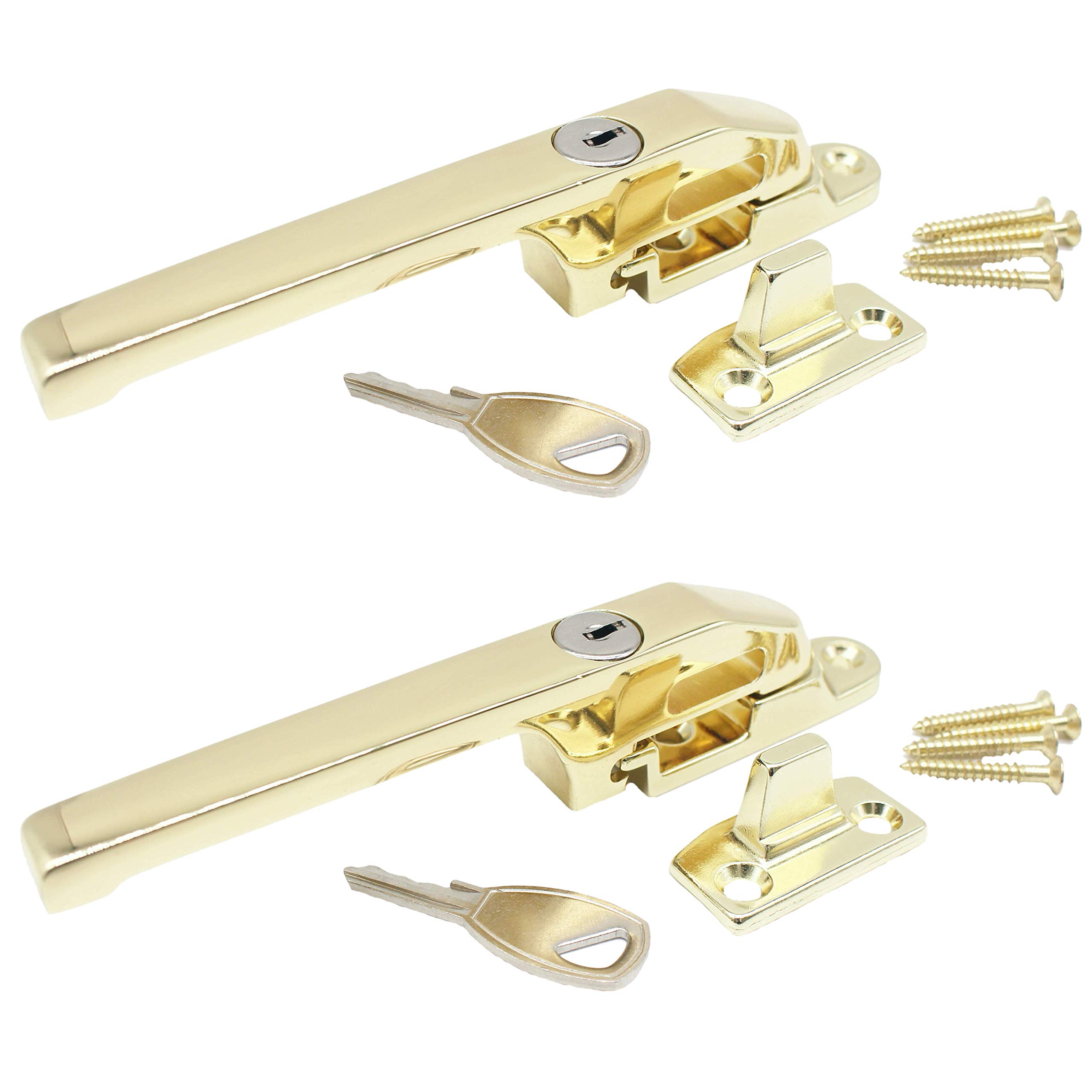 Window Fastener Locking Handle | Brass Effect | Pack of 2