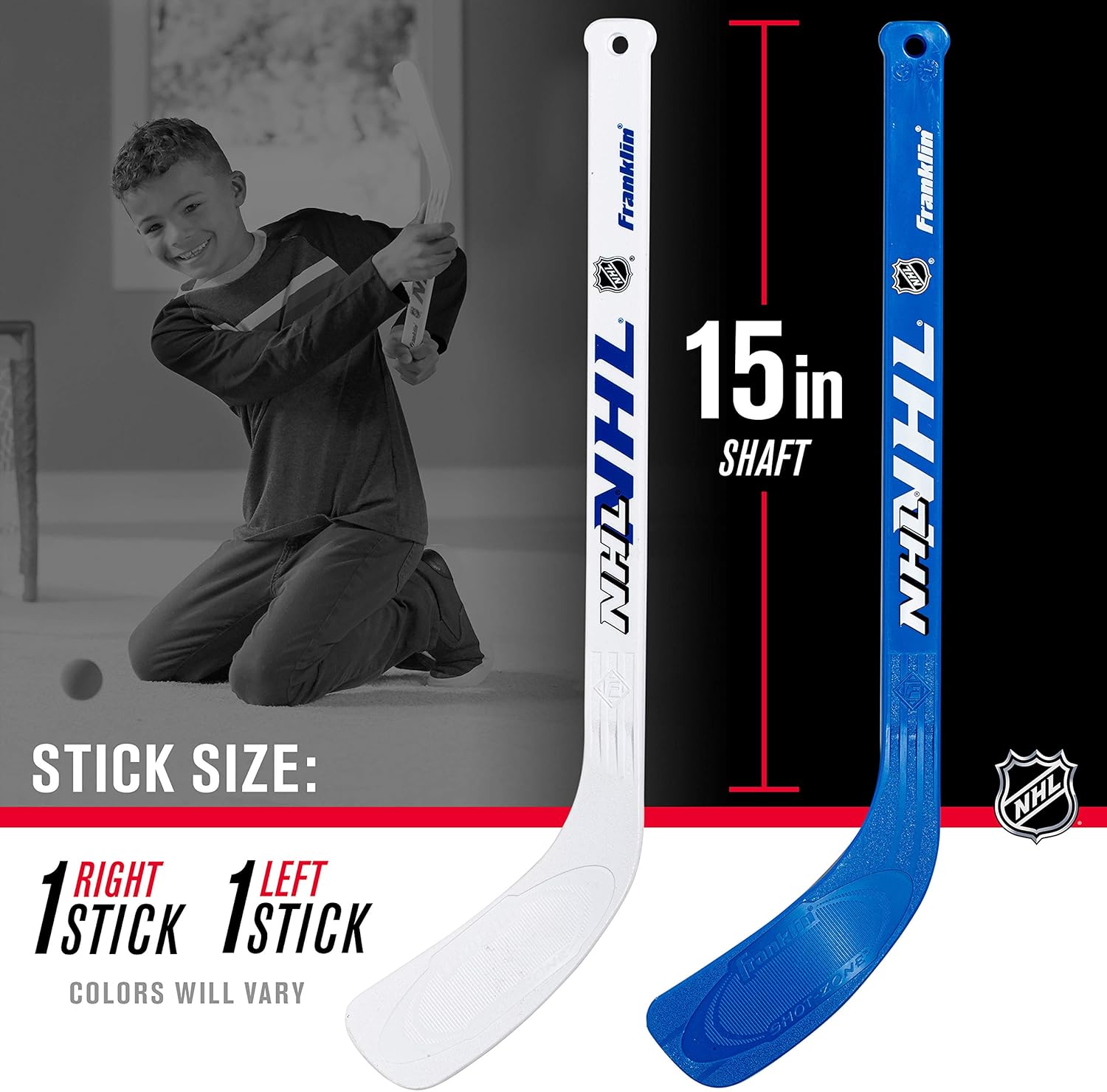 Franklin Sports Mini Hockey Stick and Ball Set - Play Knee Hockey Anytime - Kids Knee Hockey Set - Includes 2 Mini Sticks and 2 Foam Balls - NHL : Hockey Goals : Sports & Outdoors