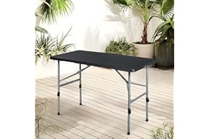 SFIHOME 4'Folding Table, Collapsible Camping Table, Rectangular Picnic Table with Steel Frame, Stable Legs Design, Easy Carry and Storage, Plastic Outdoor Folding Tables for Indoor Outdoor(Black)