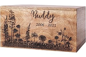 The Maryam Crafts Personalized Pet Cremation Urn for Dog Ashes, Engraved Wooden Pet Memorial Keepsake Box for Dogs Cats Small