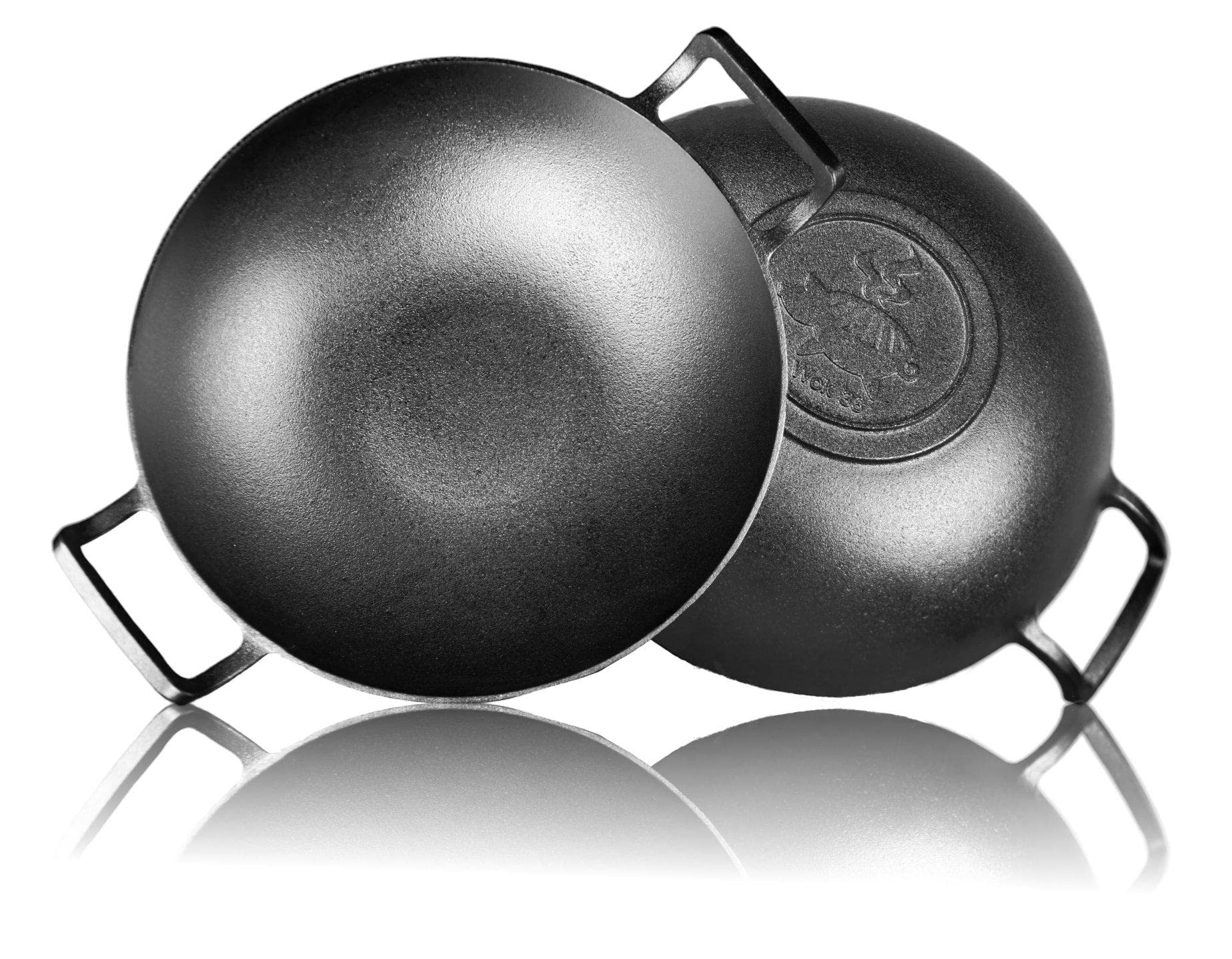Grillschweine Wok (36 cm) - Gusseiserne Pfanne - Dutch Pfanne für den Grill