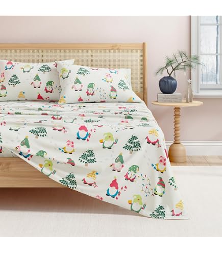 Avanti Linens Flanell-Bettwäsche-Set – 4-teilig, Mit Wichtel-Motiv, Full/Queen Größe