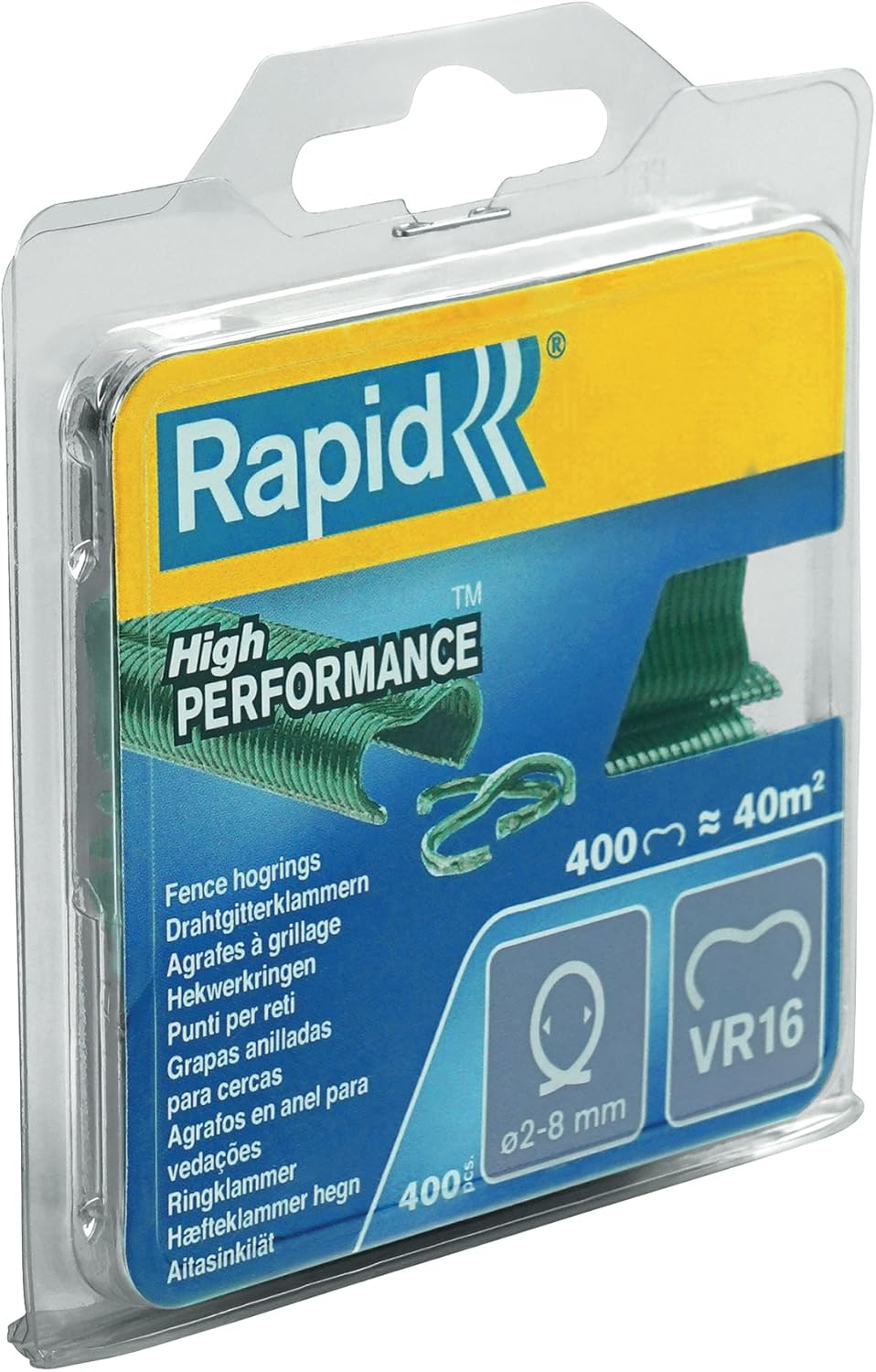Rapid VR16 Galvanized Fence Hogrings with Green PET Coating, Suitable for 2-8 mm Netting Wire - Image 3