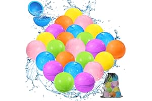 UCIDCI SOPPYCID Reusable Magnetic Water Balloons, Silicone Self Sealing Water Balls, Quick Refill Soft Water Bombs for Outdoor Summer Splash Party, Water Fight Game 24Pack