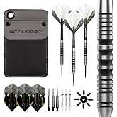 Accudart Steel Tip Dart Set 7.0 &ndash; 85% Tungsten Barrels, Deep‑Groove Grip Rings, Polycarbonate Shafts (40mm &amp; 41mm), Standard Flights, Pocket Wallet Storage &ndash; Precision 22g Darts