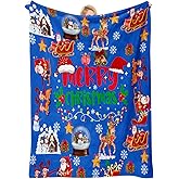 COMFAR Blue Cute Christmas Blankets and Throws for Adults/Women/Boys/Kids, Holiday Fleece Throw Blanket for Couch/Sofa, Holiday Decor, Christmas Decorations/Gifts 40"x 60"