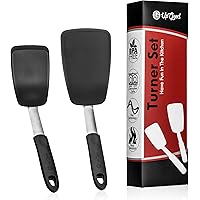 UpGood Silicone Turner Set - 2 Pack of Large and Small Kitchen Spatulas - High Heat Resistant Nonstick Utensils with Tapered 