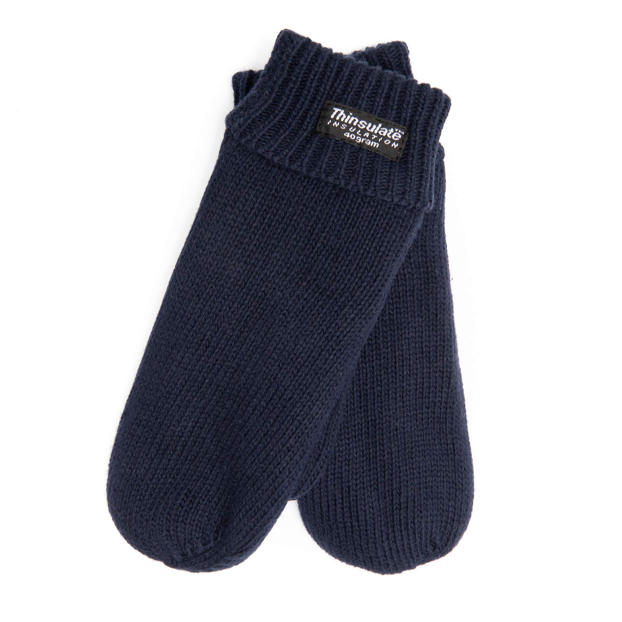 EEM children's winter gloves Mittens in three sizes, 100% soft cotton, Thinsulate thermal lining, navy L