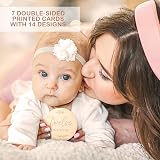 DIVINA VITAE 7 Pcs Wooden Baby Milestone Cards 10cm Double Sided 0-12 Months view 4