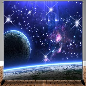 Mtmety Galaxia Telon De Fondo Estrellas Cielo Fondo Azul Oscuro Halo Estrellas Purpura The Earth Props Foto Amazon Com Mx Electronicos