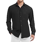 WARHORSEE Mens Casual Button Down Dress Shirts Long Sleeve 4-Way Stretch Collared Printed Business Work Shirt
