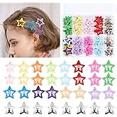 Secmity 55pcs 1.22" Star Hair Clips Cute Hair Clips for Girls Colorful Metal Snap Hair Barrettes for Women Star Hair Accessories for Daily Party