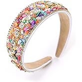 Gmmidea Rhinestone Women Headband Sparkle Diamond Crystal Headband Padded Wide Hairband Glitter Hair Accessories for Women Girls Rainbow