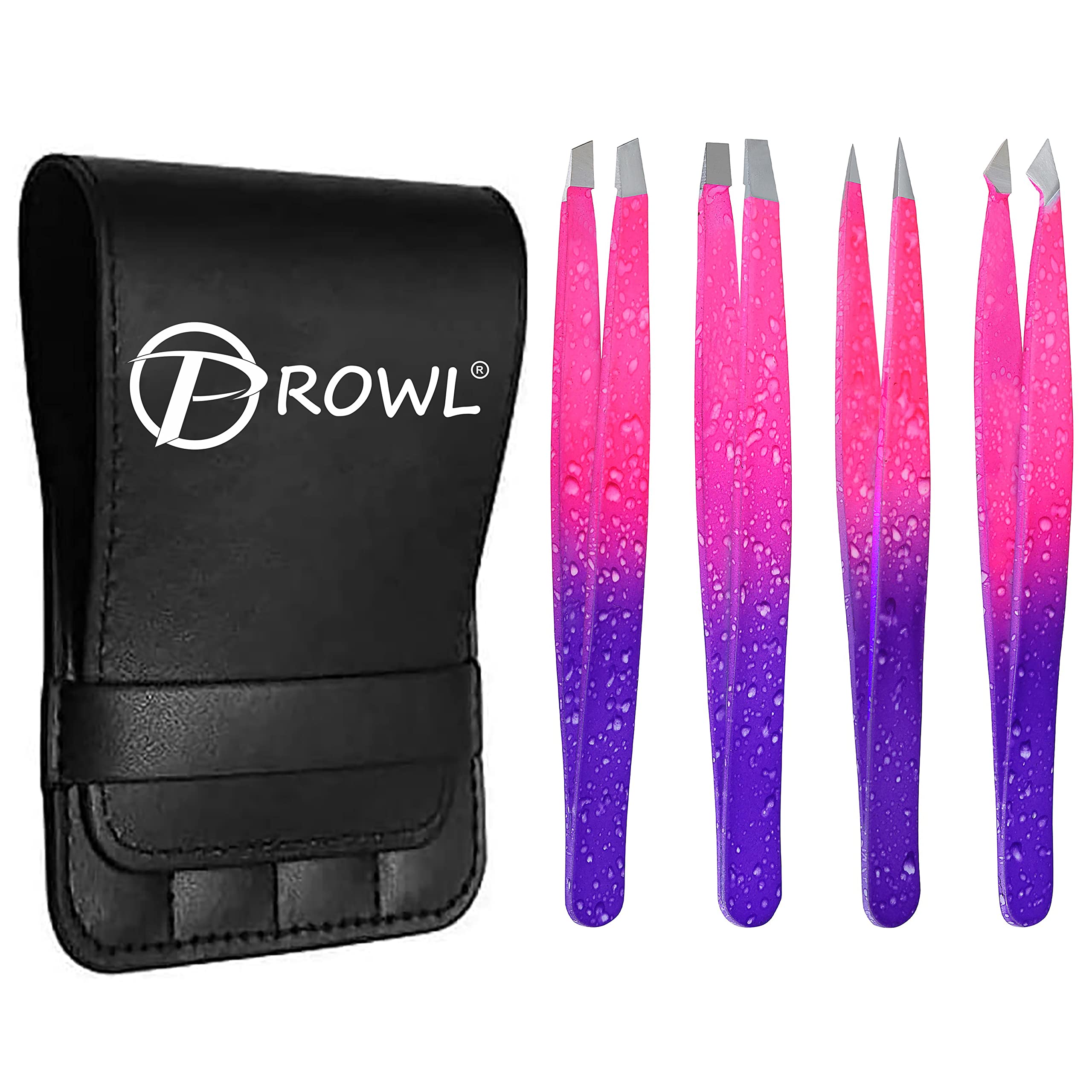 PROWL Professional Stainless Steel Tweezers for Facial Hair Women & Men – Set of 4 Eyebrow Tweezers for Ingrown Hair, Splinter, Blackhead, and Tick Remover